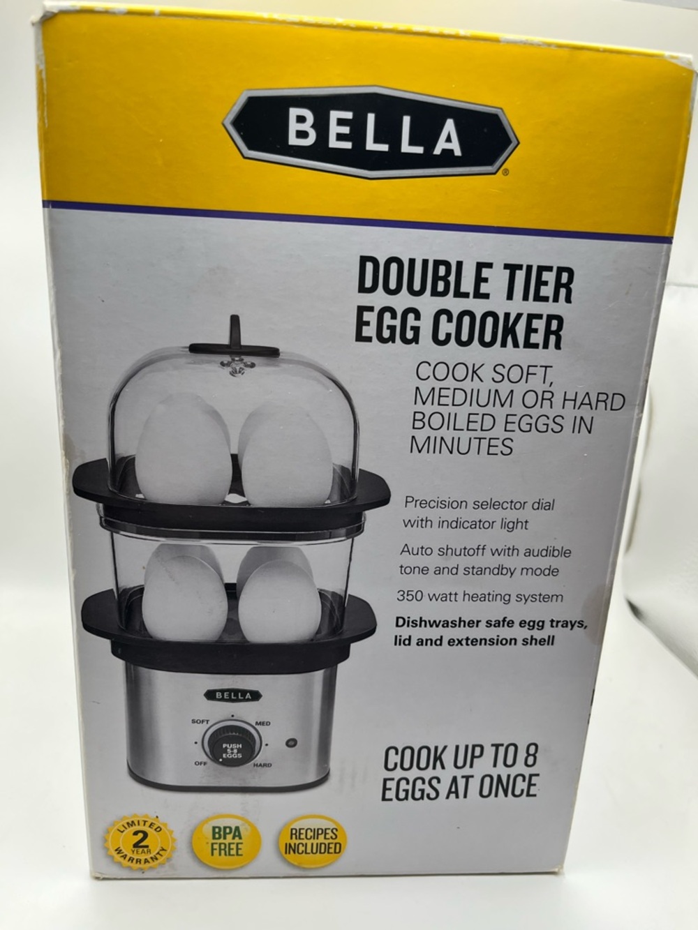 Abella Yellow and Black Egg Cooker Packaging